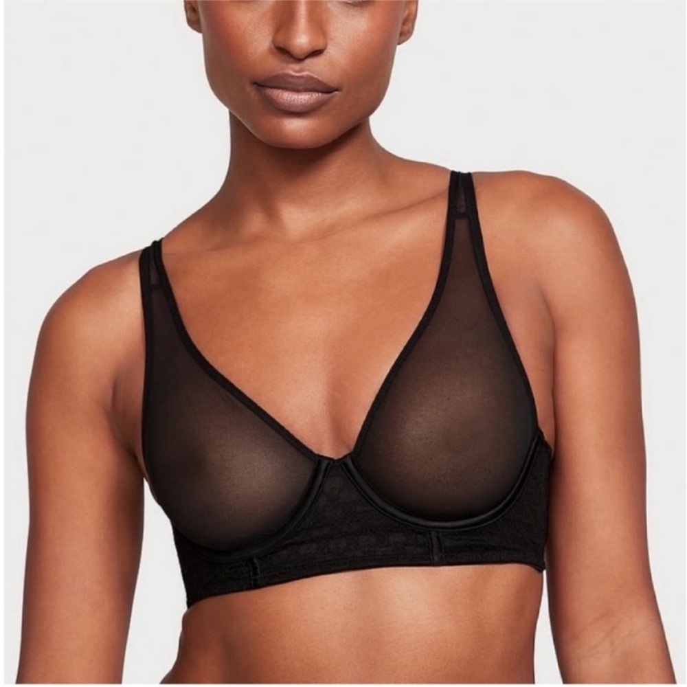 🇺🇸Firm Price🇺🇸Victoria’s Secret Very Sexy Icon Mesh Longline Plunge Bra